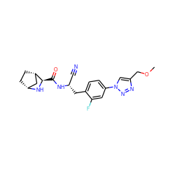 COCc1cn(-c2ccc(C[C@@H](C#N)NC(=O)[C@H]3N[C@@H]4CC[C@H]3C4)c(F)c2)nn1 ZINC000219320723