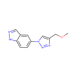 COCc1cn(-c2ccc3[nH]ncc3c2)nn1 ZINC000066076587