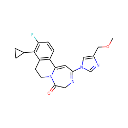 COCc1cn(C2=NCC(=O)N3CCc4c(ccc(F)c4C4CC4)C3=C2)cn1 ZINC000149262853