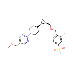 COCc1cnc(N2CCC([C@H]3C[C@H]3COCc3ccc(S(C)(=O)=O)cc3F)CC2)nc1 ZINC000144744297