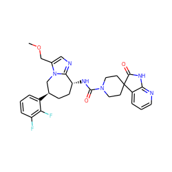 COCc1cnc2n1C[C@H](c1cccc(F)c1F)CC[C@H]2NC(=O)N1CCC2(CC1)C(=O)Nc1ncccc12 ZINC000071341523