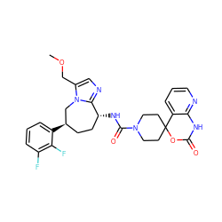 COCc1cnc2n1C[C@H](c1cccc(F)c1F)CC[C@H]2NC(=O)N1CCC2(CC1)OC(=O)Nc1ncccc12 ZINC000071334446