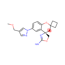 COCc1cnn(-c2ccc3c(c2)[C@]2(COC(N)=N2)C2(COC2)C2(CCC2)O3)c1 ZINC000149213379