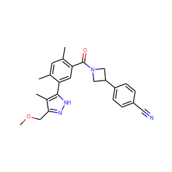 COCc1n[nH]c(-c2cc(C(=O)N3CC(c4ccc(C#N)cc4)C3)c(C)cc2C)c1C ZINC000141934613