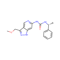 COCc1n[nH]c2cc(NC(=O)N[C@H](C)c3ccccc3)ncc12 ZINC000261145019