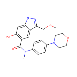 COCc1n[nH]c2cc(O)c(C(=O)N(C)c3ccc(N4CCOCC4)cc3)cc12 ZINC001772628894