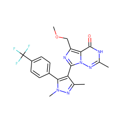 COCc1nc(-c2c(C)nn(C)c2-c2ccc(C(F)(F)F)cc2)n2nc(C)[nH]c(=O)c12 ZINC001772611891