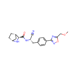 COCc1nc(-c2ccc(C[C@@H](C#N)NC(=O)[C@H]3N[C@@H]4CC[C@H]3C4)cc2)no1 ZINC000221933204