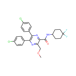 COCc1nc(-c2ccc(Cl)cc2)c(-c2ccc(Cl)cc2)nc1C(=O)NC1CCC(F)(F)CC1 ZINC000045351159