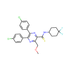 COCc1nc(-c2ccc(Cl)cc2)c(-c2ccc(Cl)cc2)nc1C(=S)NC1CCC(F)(F)CC1 ZINC000034875539