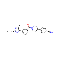 COCc1nc(-c2cccc(C(=O)N3CCC(c4ccc(C#N)cc4)CC3)c2)c(C)[nH]1 ZINC000219054642