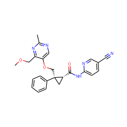 COCc1nc(C)ncc1OC[C@@]1(c2ccccc2)C[C@H]1C(=O)Nc1ccc(C#N)cn1 ZINC000118074714