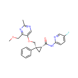 COCc1nc(C)ncc1OC[C@@]1(c2ccccc2)C[C@H]1C(=O)Nc1ccc(F)cn1 ZINC000096283738