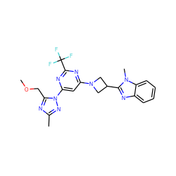 COCc1nc(C)nn1-c1cc(N2CC(c3nc4ccccc4n3C)C2)nc(C(F)(F)F)n1 ZINC000143099218