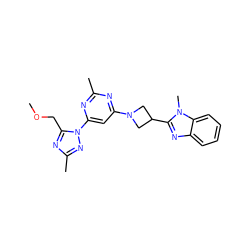 COCc1nc(C)nn1-c1cc(N2CC(c3nc4ccccc4n3C)C2)nc(C)n1 ZINC000205326174