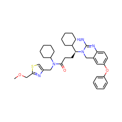 COCc1nc(CN(C(=O)CC[C@@H](C2CCCCC2)N2Cc3cc(Oc4ccccc4)ccc3N=C2N)C2CCCCC2)cs1 ZINC000084670404