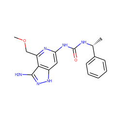 COCc1nc(NC(=O)N[C@H](C)c2ccccc2)cc2[nH]nc(N)c12 ZINC000210720349