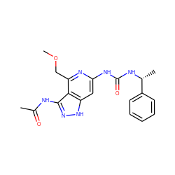 COCc1nc(NC(=O)N[C@H](C)c2ccccc2)cc2[nH]nc(NC(C)=O)c12 ZINC000210720440