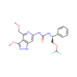 COCc1nc(NC(=O)N[C@H](COC(F)F)c2ccccc2)cc2[nH]nc(OC)c12 ZINC001772590998