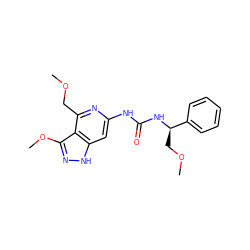 COCc1nc(NC(=O)N[C@H](COC)c2ccccc2)cc2[nH]nc(OC)c12 ZINC001772651690