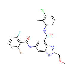 COCc1nc2c(C(=O)Nc3cccc(Cl)c3C)cc(NC(=O)c3c(F)cccc3Br)cc2[nH]1 ZINC000207727570