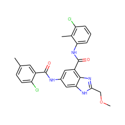 COCc1nc2c(C(=O)Nc3cccc(Cl)c3C)cc(NC(=O)c3cc(C)ccc3Cl)cc2[nH]1 ZINC000207729868