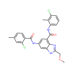 COCc1nc2c(C(=O)Nc3cccc(Cl)c3C)cc(NC(=O)c3ccc(C)cc3Cl)cc2[nH]1 ZINC000205655157