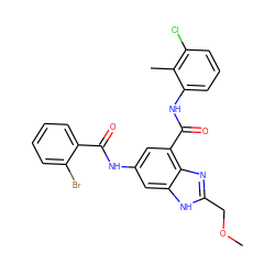 COCc1nc2c(C(=O)Nc3cccc(Cl)c3C)cc(NC(=O)c3ccccc3Br)cc2[nH]1 ZINC000205655127