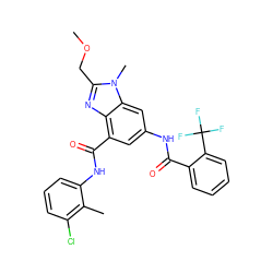 COCc1nc2c(C(=O)Nc3cccc(Cl)c3C)cc(NC(=O)c3ccccc3C(F)(F)F)cc2n1C ZINC000205654278