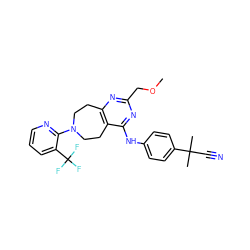 COCc1nc2c(c(Nc3ccc(C(C)(C)C#N)cc3)n1)CCN(c1ncccc1C(F)(F)F)CC2 ZINC000144992991