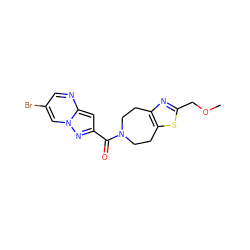 COCc1nc2c(s1)CCN(C(=O)c1cc3ncc(Br)cn3n1)CC2 ZINC000150173630