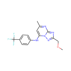 COCc1nc2nc(C)cc(Nc3ccc(C(F)(F)F)cc3)n2n1 ZINC000073314664