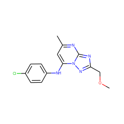 COCc1nc2nc(C)cc(Nc3ccc(Cl)cc3)n2n1 ZINC000073314616