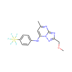 COCc1nc2nc(C)cc(Nc3ccc(S(F)(F)(F)(F)F)cc3)n2n1 ZINC000073314894