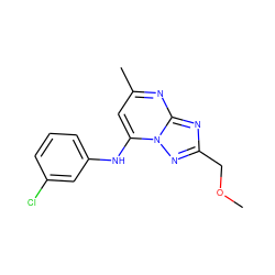 COCc1nc2nc(C)cc(Nc3cccc(Cl)c3)n2n1 ZINC000073315239