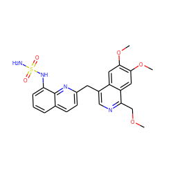 COCc1ncc(Cc2ccc3cccc(NS(N)(=O)=O)c3n2)c2cc(OC)c(OC)cc12 ZINC000230587397