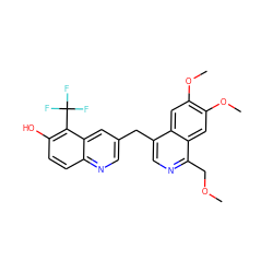 COCc1ncc(Cc2cnc3ccc(O)c(C(F)(F)F)c3c2)c2cc(OC)c(OC)cc12 ZINC000145097310