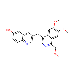 COCc1ncc(Cc2cnc3ccc(O)cc3c2)c2cc(OC)c(OC)cc12 ZINC000217376520