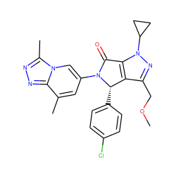 COCc1nn(C2CC2)c2c1[C@H](c1ccc(Cl)cc1)N(c1cc(C)c3nnc(C)n3c1)C2=O ZINC000261189965