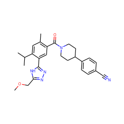 COCc1nnc(-c2cc(C(=O)N3CCC(c4ccc(C#N)cc4)CC3)c(C)cc2C(C)C)[nH]1 ZINC000149947673