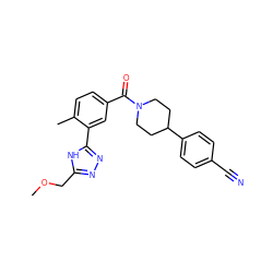 COCc1nnc(-c2cc(C(=O)N3CCC(c4ccc(C#N)cc4)CC3)ccc2C)[nH]1 ZINC000150278690