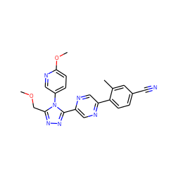 COCc1nnc(-c2cnc(-c3ccc(C#N)cc3C)cn2)n1-c1ccc(OC)nc1 ZINC000040893164