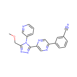COCc1nnc(-c2cnc(-c3cccc(C#N)c3)cn2)n1-c1cccnc1 ZINC000040878396