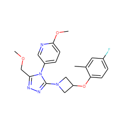 COCc1nnc(N2CC(Oc3ccc(F)cc3C)C2)n1-c1ccc(OC)nc1 ZINC000045339095