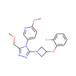 COCc1nnc(N2CC(Oc3ccccc3Cl)C2)n1-c1ccc(OC)nc1 ZINC000045339173