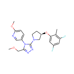 COCc1nnc(N2CC[C@@H](Oc3cc(F)cc(F)c3C)C2)n1-c1ccc(OC)nc1 ZINC000045393561