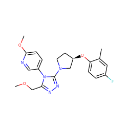 COCc1nnc(N2CC[C@@H](Oc3ccc(F)cc3C)C2)n1-c1ccc(OC)nc1 ZINC000045348219