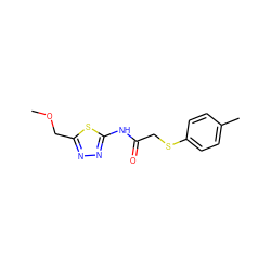 COCc1nnc(NC(=O)CSc2ccc(C)cc2)s1 ZINC000000480432