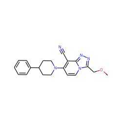 COCc1nnc2c(C#N)c(N3CCC(c4ccccc4)CC3)ccn12 ZINC000095578674