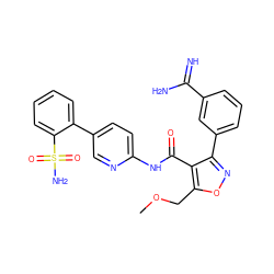 COCc1onc(-c2cccc(C(=N)N)c2)c1C(=O)Nc1ccc(-c2ccccc2S(N)(=O)=O)cn1 ZINC000027758287